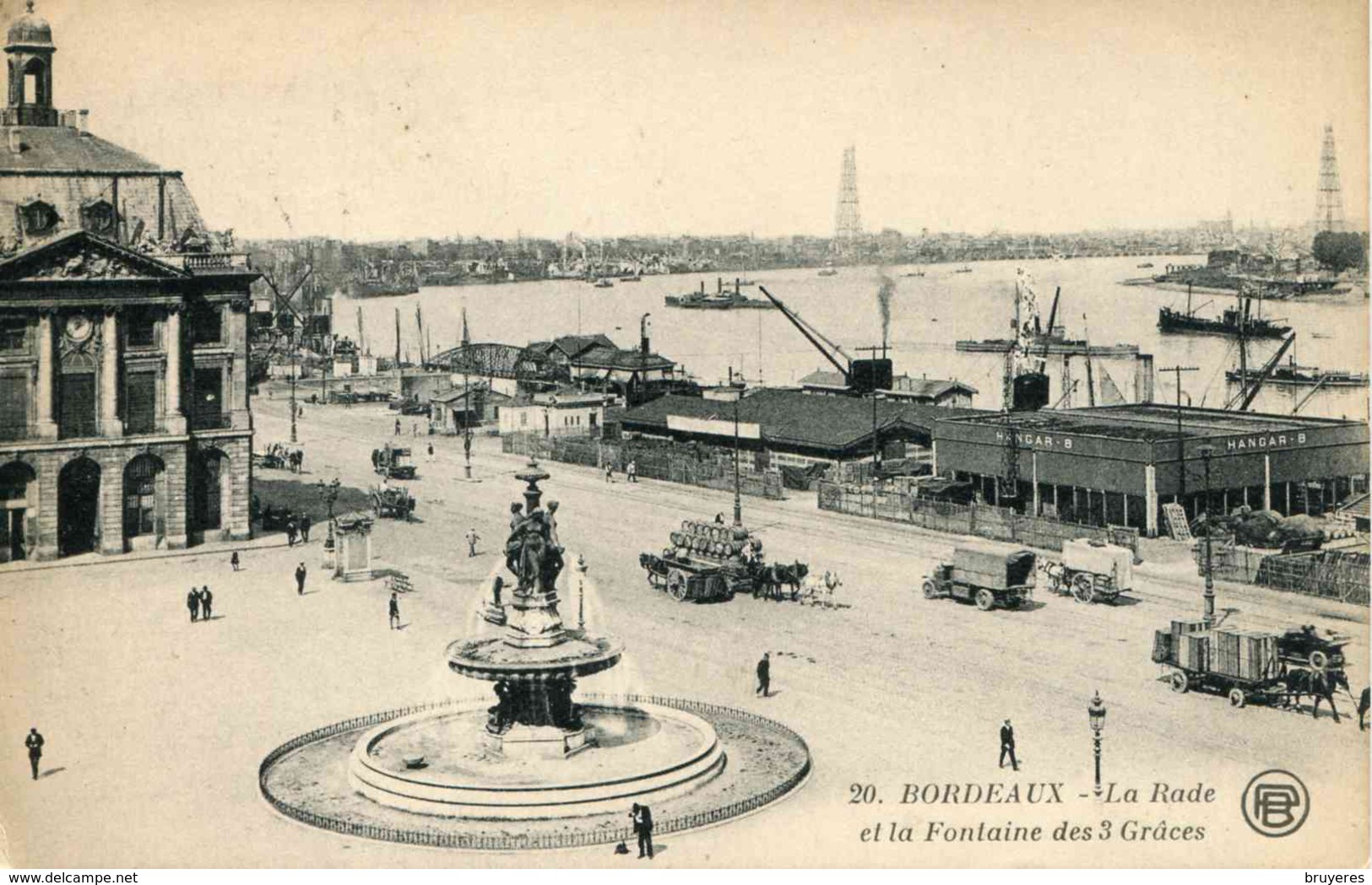 20 - BORDEAUX - La Rade Et La Fontaine Des 3 Grâces (date 1922) - Bordeaux