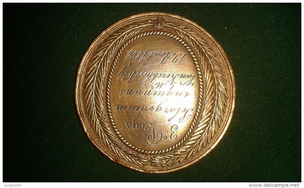 1866, Braemt, Soc. D'Horticulture D'Anvers, 3de Prijs Van Kerckhove-Key, 44 Gram (med324) - Pièces écrasées (Elongated Coins)