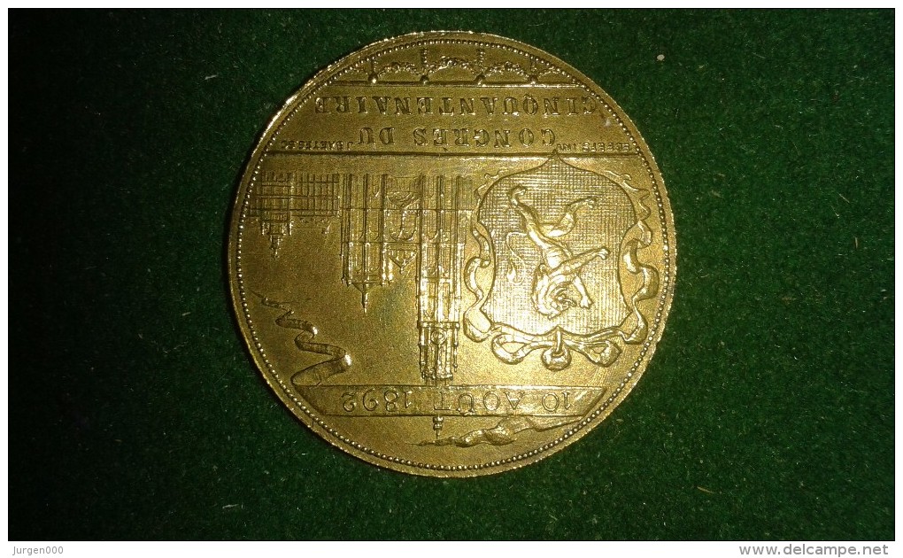 1892, Baetes, Congres Du Cinquantenaire D'Academie D'Archeologie, Anvers, 8 Gram (med325) - Souvenir-Medaille (elongated Coins)