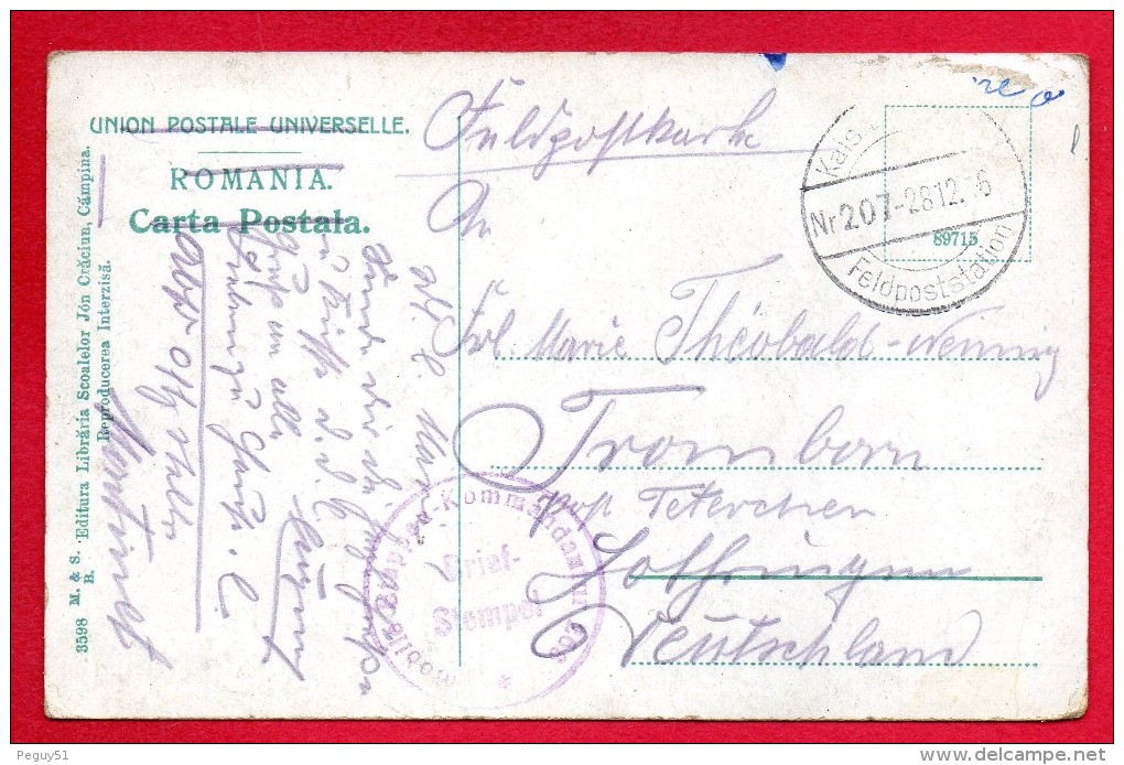 Roumanie. Baile Telega. Judetul Prahova. Feldpoststation Nr 207. Mobile Etappen Kommandantur Nr 263. 1916 - Roumanie