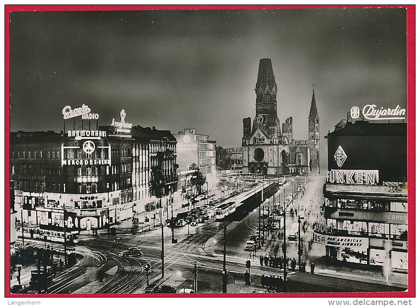 Foto-AK BERLIN Bei Nacht (gute Briefmarke !) ~ 1955 - Mitte