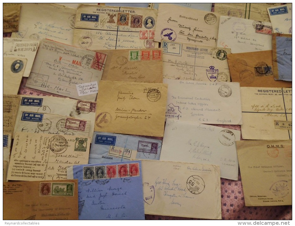 WW2 Postal History, Huge Lot 600+ Items. GB APO/FPOs,India,CMF, MEF, RAF, Ship Mail, German,censor+ - Colecciones (sin álbumes)