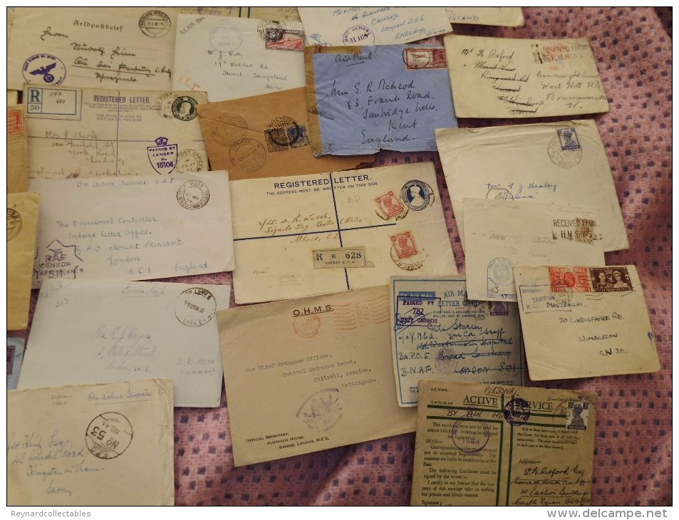 WW2 Postal History, Huge Lot 600+ Items. GB APO/FPOs,India,CMF, MEF, RAF, Ship Mail, German,censor+ - Collections (without Album)