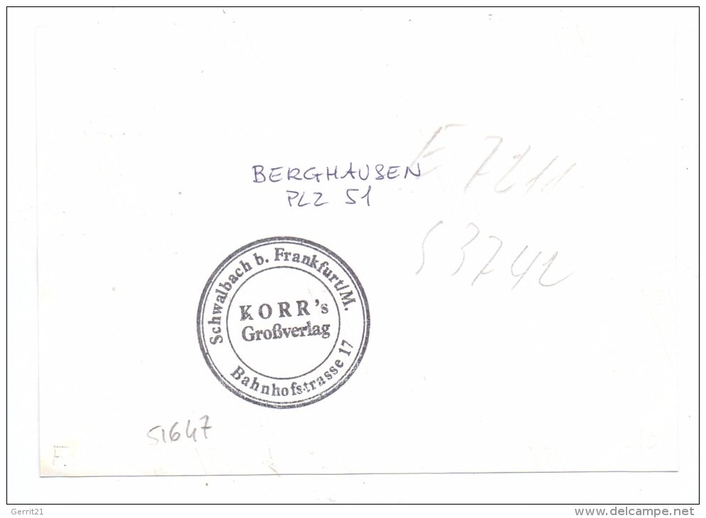 5226 REICHSHOF-ECKENHAGEN -BERGHAUSEN, Teilansicht, Archiv-Beleg Korr-Verlag - Gummersbach