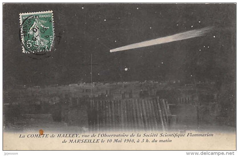 BOUCHES DU RHONE  13  MARSEILLE    LA COMETE DE HALLEY, VUE DE L'OBSERVATOIRE DE LA SOCIETE SCIENTIFIQUE FLAMMARION 1910 - Non Classés