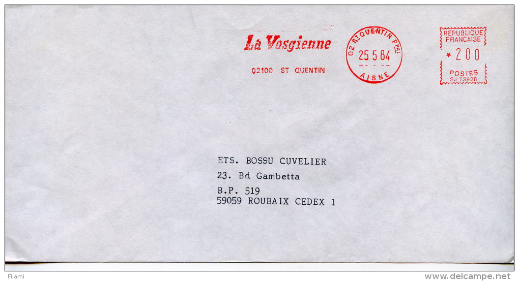 EMA Industrie Alimentaire,confiserie,bonbon La Vosgienne 02 St Quentin,Aisne,lettre Obliterée 25.5.1984 - Fabrieken En Industrieën