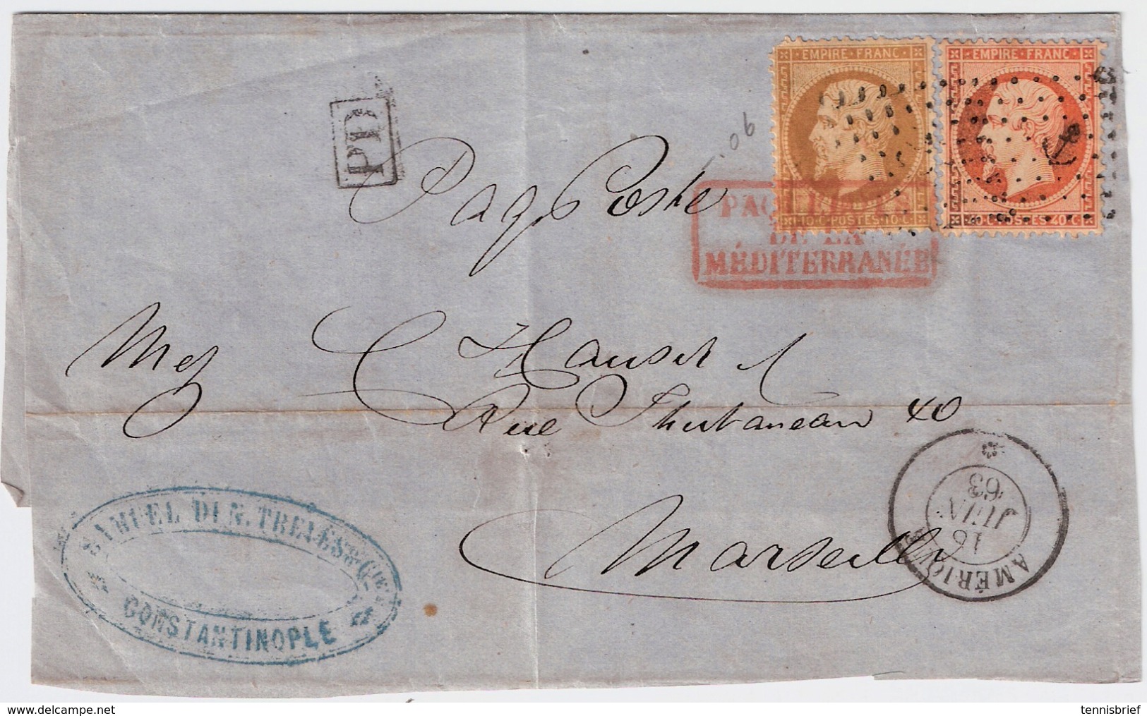 1863 " AMERIQUE ", Oblit. Ancre  , #6444 - Poste Maritime