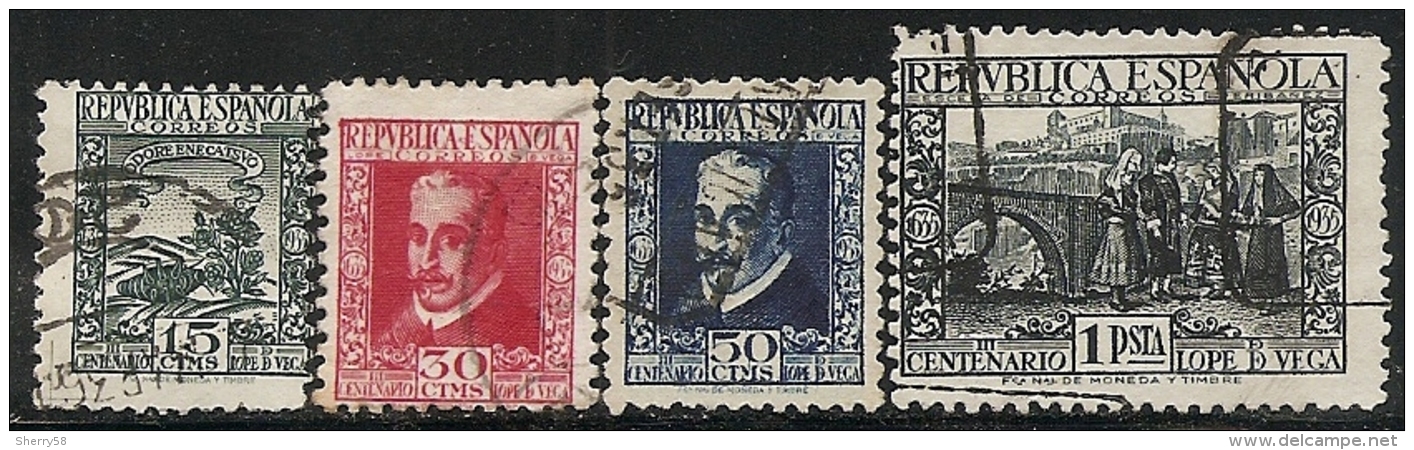 1935-ED. 690 A 693 SERIE COMPLETA - REPÚBLICA ESPAÑOLA. III CENT. MUERTE LOPE DE VEGA- USADO- - Gebruikt