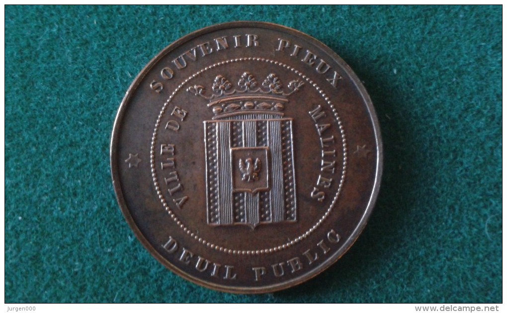 1867, Ville De Malines, Deuil Publique, Cardinal Archeveque Engelbert Sterckx, 12 Gram (med337) - Souvenirmunten (elongated Coins)