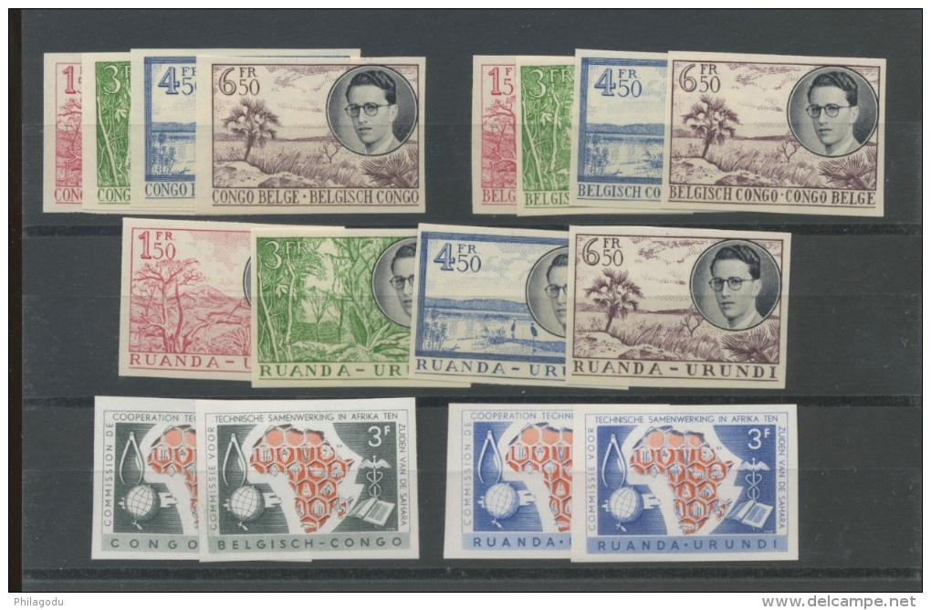 Congo Belge Et Ruanda Urundi NON DENTELES Propre Charnière   RARE  Tirage De 200 Ex Max. Roi Baudouin 1955 - Altri & Non Classificati