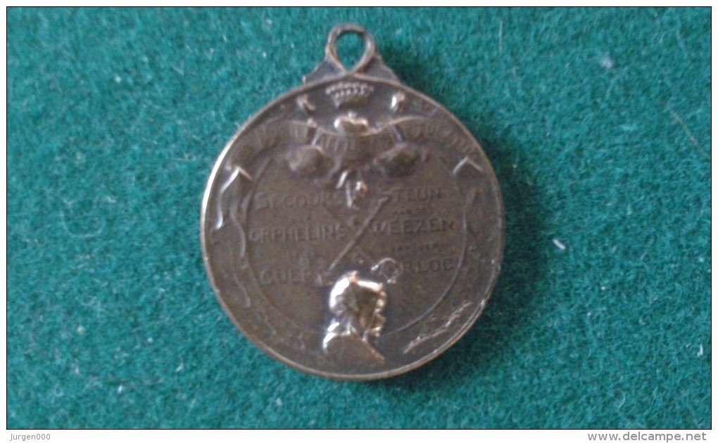 1914, Steun Aan De Weezen Van Den Oorlog, Secours Aux Orphelins De La Guerre, 4 Gram (med354) - Souvenir-Medaille (elongated Coins)