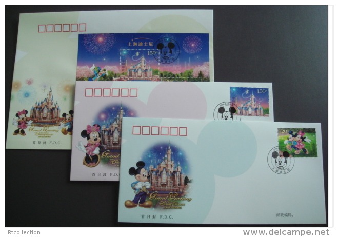 China 2016 Shanghai Disney Resort Opening Animation Cartoon Mickey 3 Pcs First Day Covers FDC Stamps 2016-14 - Disney