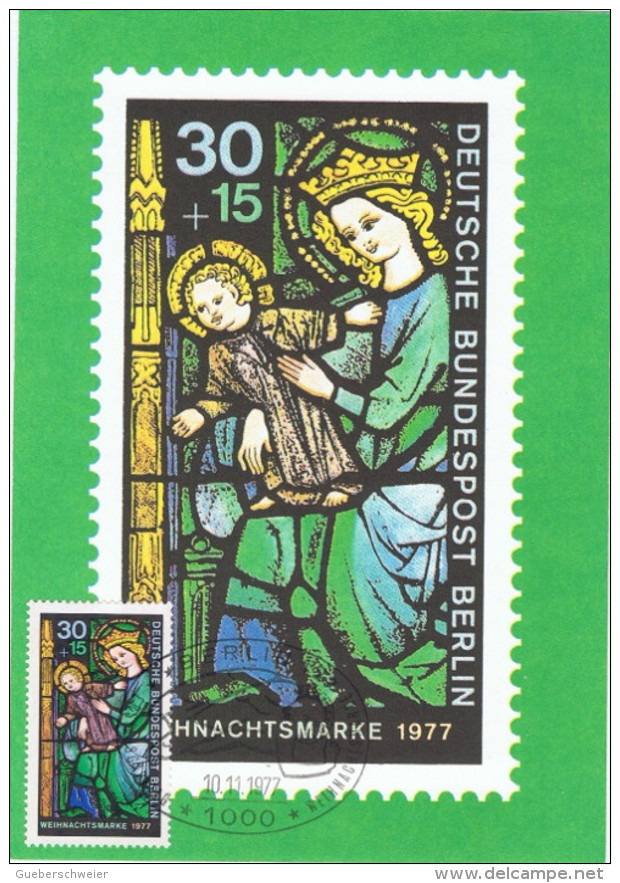 VIT-L1 - ALLEMAGNE BERLIN Carte Maximum Vitrail - Timbre De Noël 1977 - Cartoline Maximum