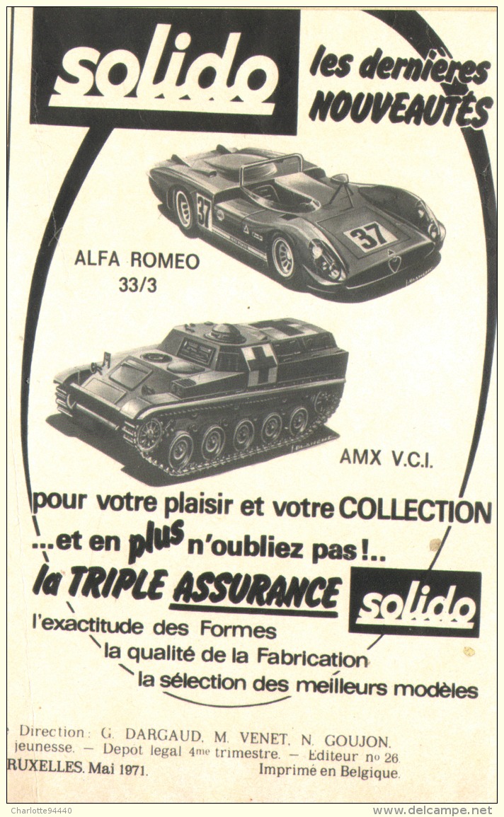 PUB ALFA ROMEO 33/3  / AMX V.C.I   " SOLIDO "   1971 - Advertising - All Brands