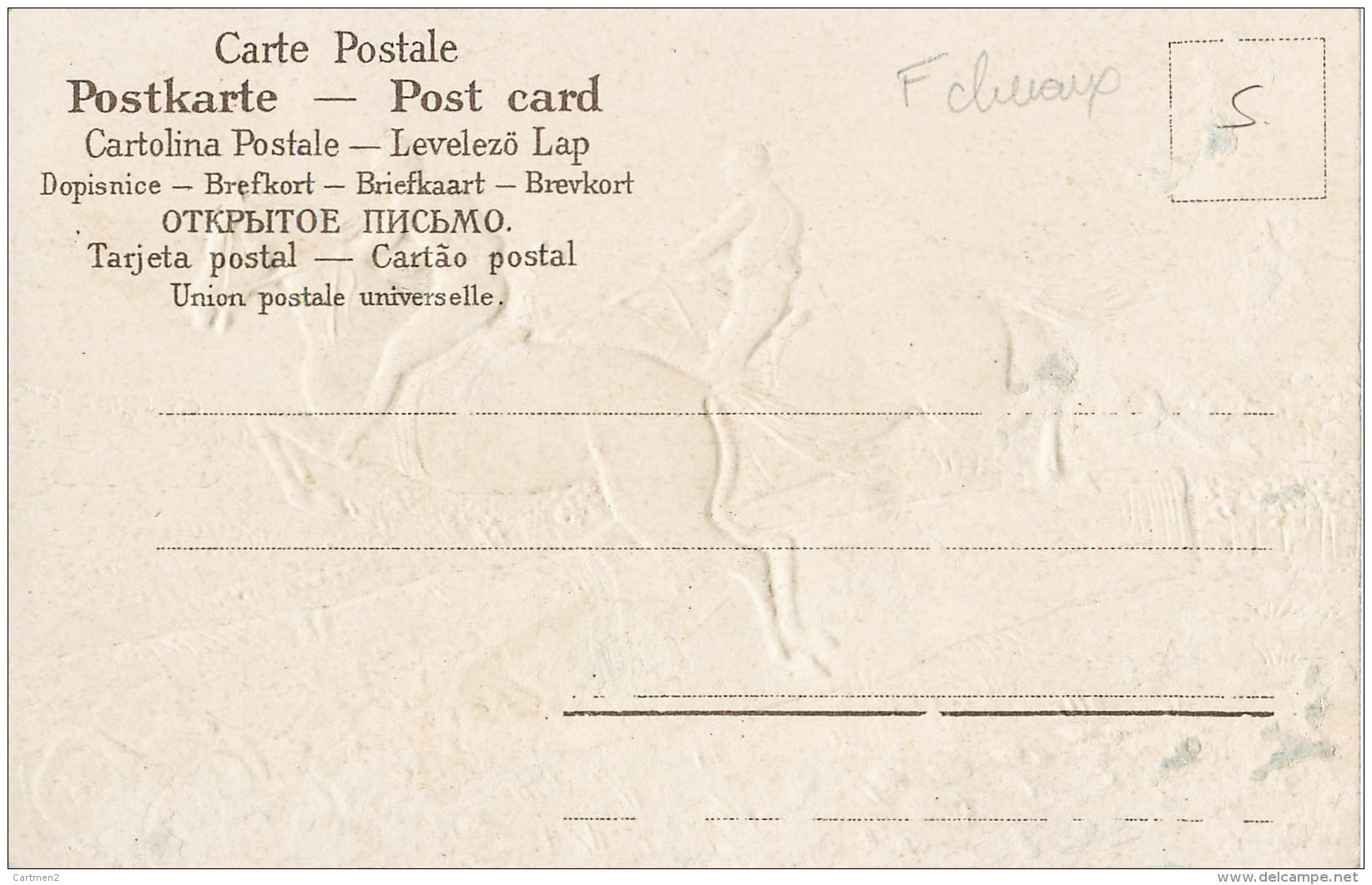 BELLE CPA GAUFREE : HIPPISME SAUT D'OBSTACLE EQUITATION CHEVAUX HORSE ILLUSTRATEUR 1900 JOCKEY EMBOSSED - Horse Show