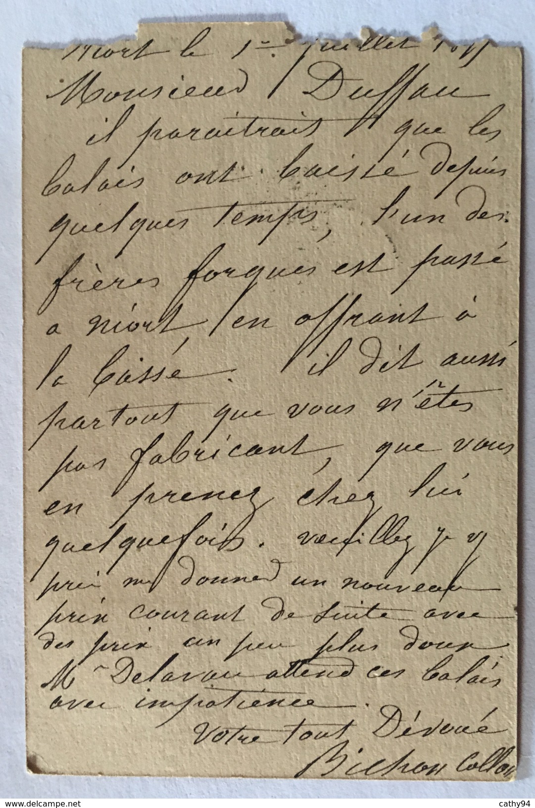 CARTE PRÉCURSEUR De NIORT Pour FABRICANT DE BALAIS A BORDEAUX Affranchissement Type Sage Juillet 1877 - Precursor Cards