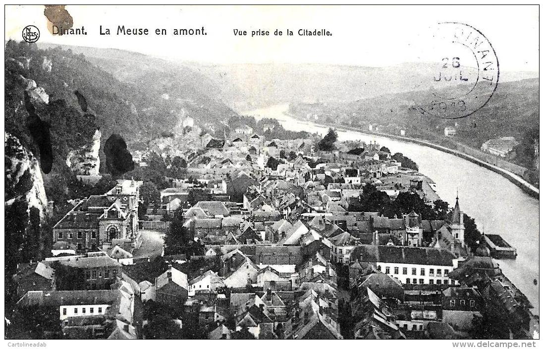 [DC3555] CPA - BELGIO - DINANT - LA MEUSE EN AMONT - VUE PRISE DE LA CITADELLE - Viaggiata - Old Postcard - Dinant