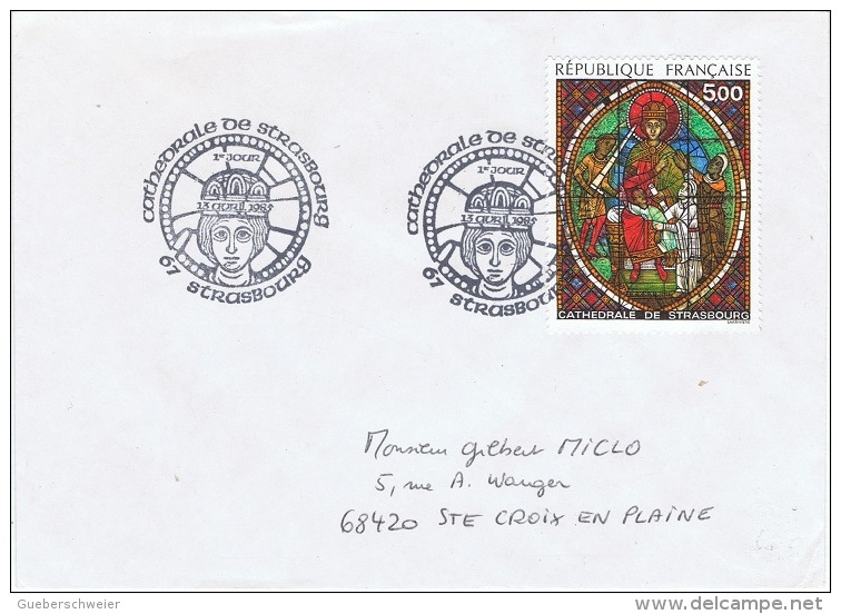 VIT-L19 - FRANCE Obl. 1er Jour Du Vitrail De La Cathédrale De Strasbourg Sur Lettre - Vetri & Vetrate