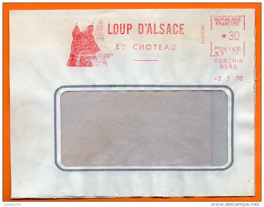 PONCHIN NORD   LOUP D'ALSACE   1970  Lettre Coupée  N° X 90 - EMA (Empreintes Machines à Affranchir)