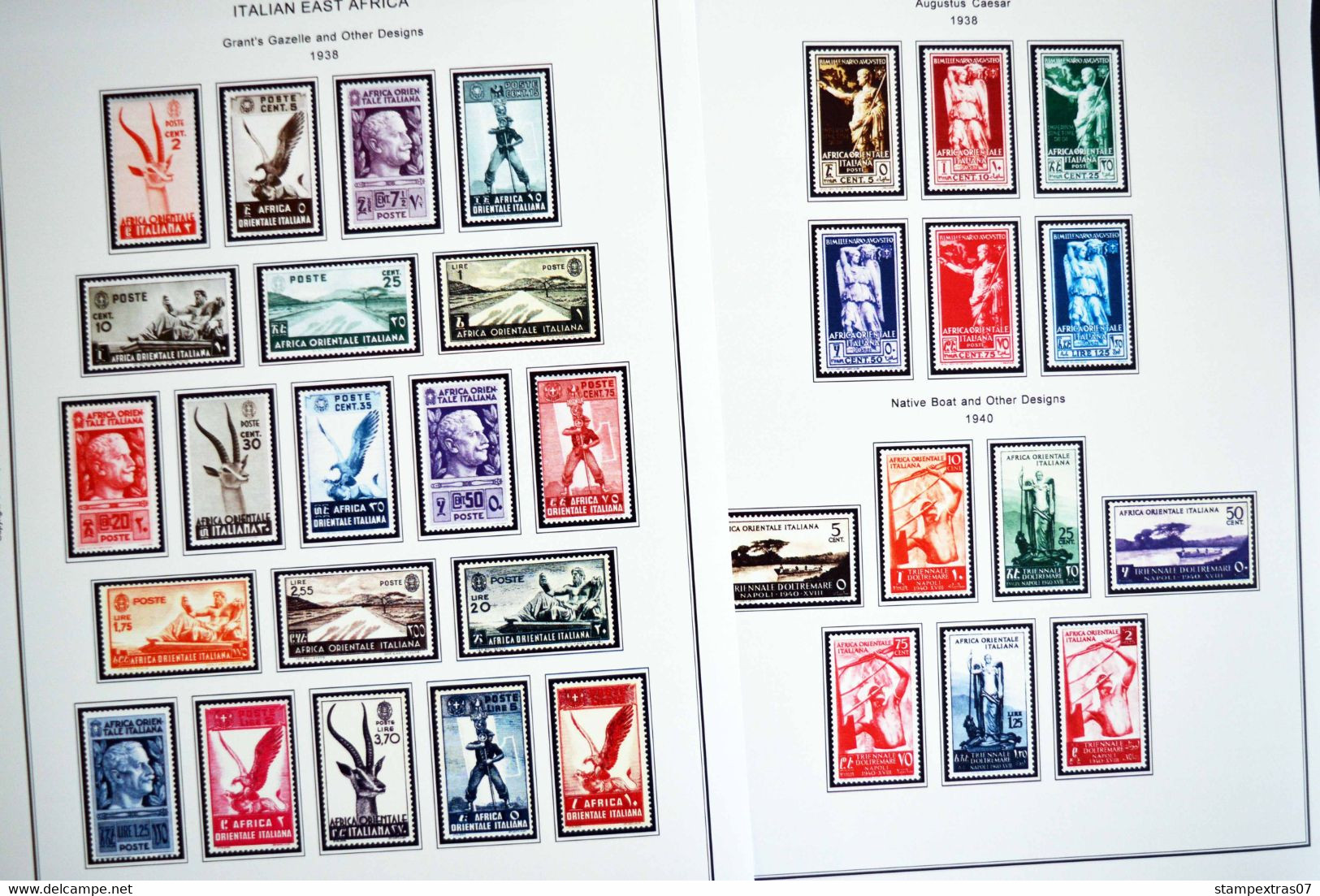 COLOR PRINTED ITALIAN EAST AFRICA 1938-1942 STAMP ALBUM PAGES (7 Illustrated Pages) >> FEUILLES ALBUM - Pre-printed Pages