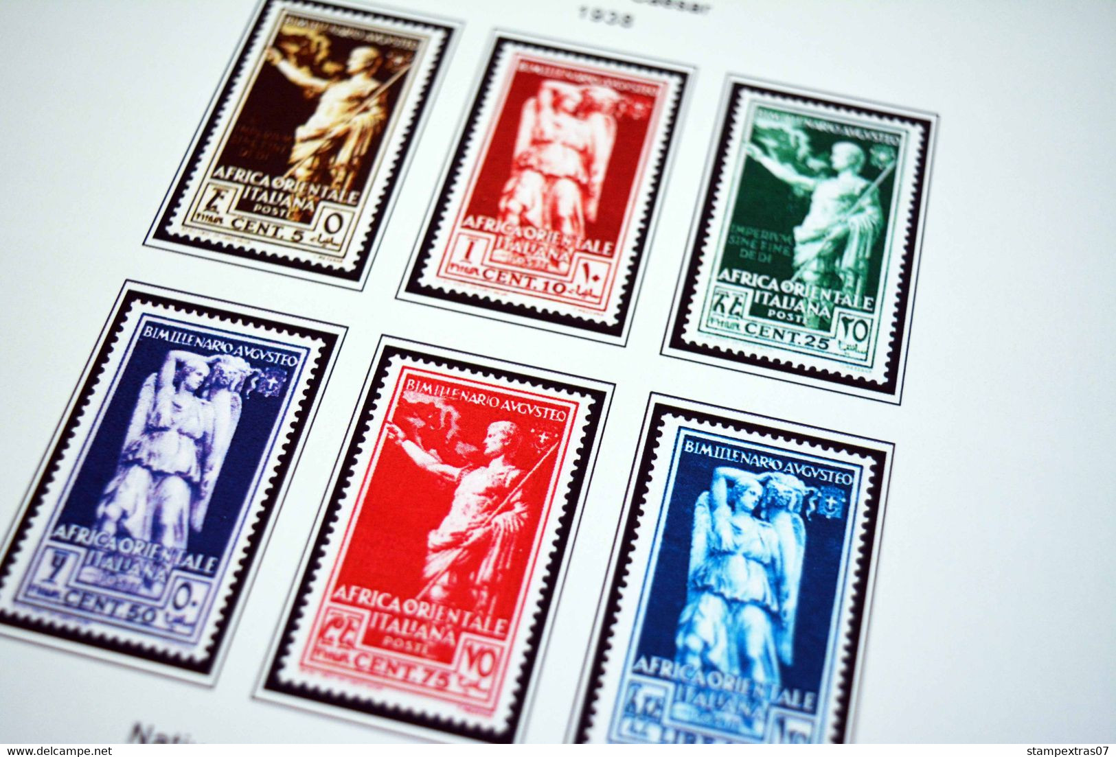 COLOR PRINTED ITALIAN EAST AFRICA 1938-1942 STAMP ALBUM PAGES (7 illustrated pages) >> FEUILLES ALBUM