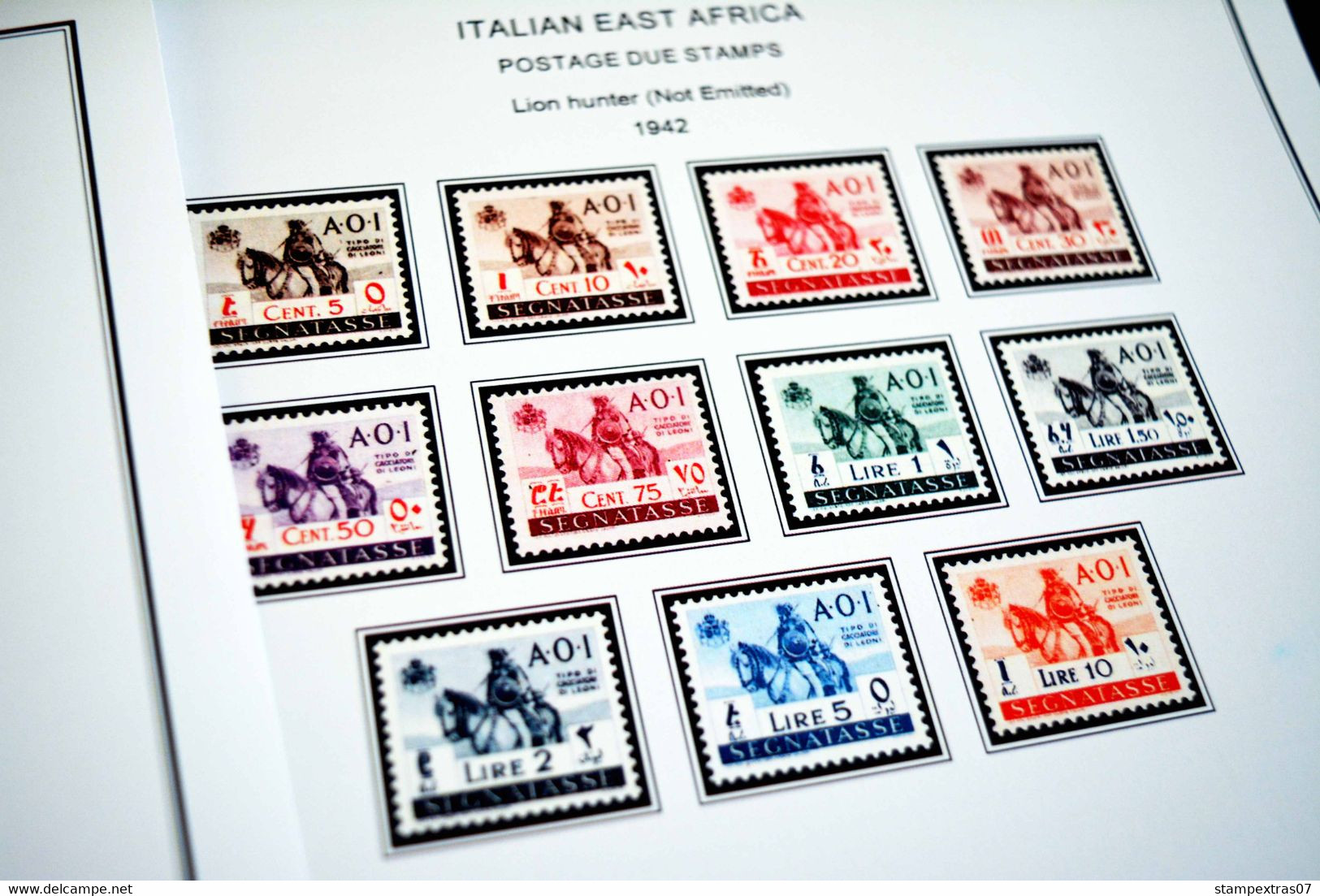 COLOR PRINTED ITALIAN EAST AFRICA 1938-1942 STAMP ALBUM PAGES (7 illustrated pages) >> FEUILLES ALBUM