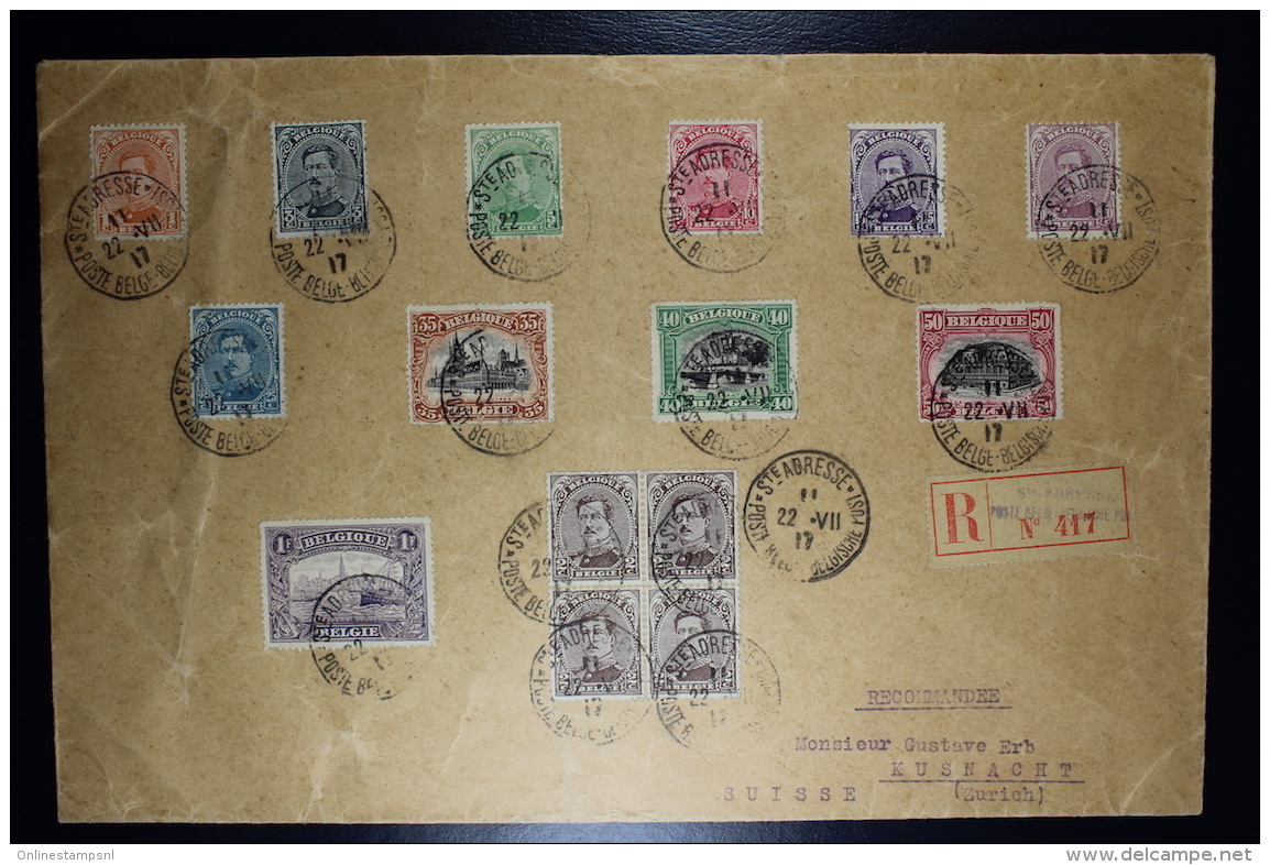 Belgium: Registered Cover  OPB Nr 135 - 145 St. Abresse  To Kusnacht  Zurich - 1915-1920 Alberto I