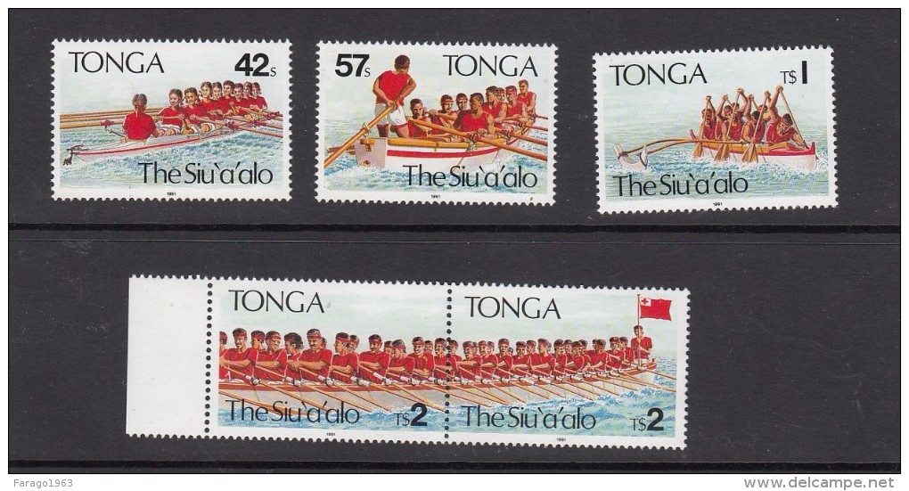 1991 Tonga Rowing Festival Complete Set Of 5 MNH - Tonga (1970-...)