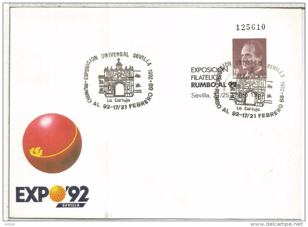 ENTERO POSTAL EXPO 92 SEVILLA MAT CARTUJA - 1992 – Siviglia (Spagna)