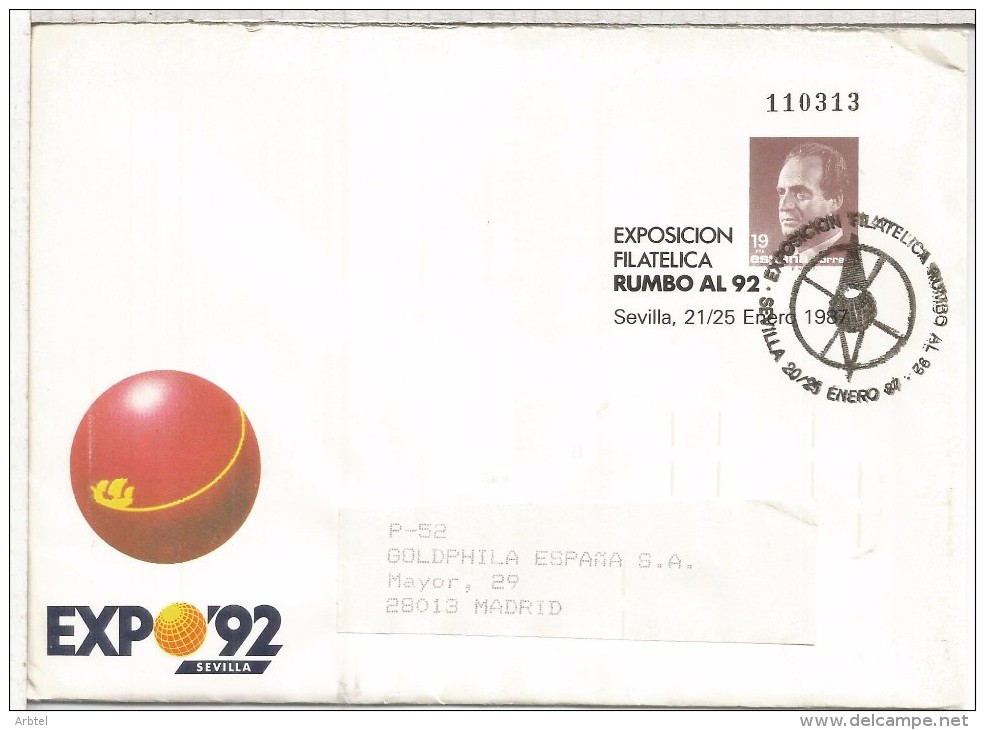 ENTERO POSTAL EXPO 92 SEVILLA MAT RUMBO AL 92 - 1992 – Sevilla (España)