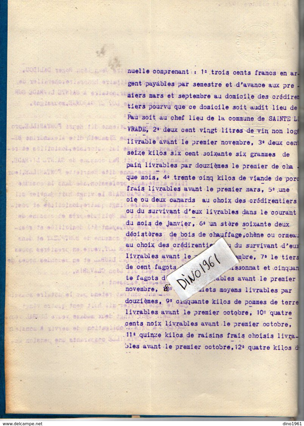 VP6090 - SAINTE LIVRADE - Acte De 1923 - Translation D'Hypothèque Par Vve CLAVERIE à Epoux FONTANILLE Au TEMPLE SUR LOT - Colecciones