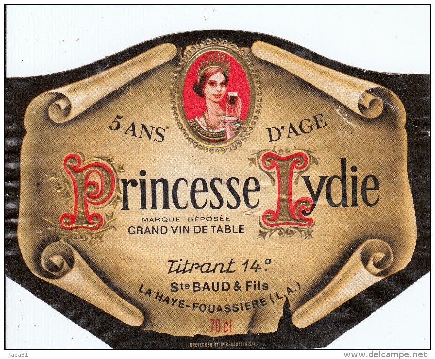 Étiquette : Princesse Lydie - 5 Ans D"Age - Ste Baud& Fils - Other & Unclassified