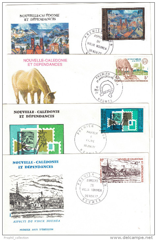 NOUVELLE CALEDONIE - LOT De 4 ENVELOPPES PREMIER JOUR ILLUSTREES De 1977 A VOIR / Cachet NOUMEA - Briefe U. Dokumente