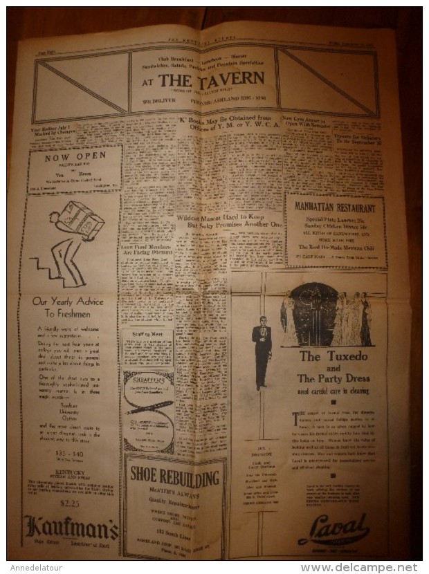 (rare) September 18,1931 :THE KENTUCKY KERNEL----> "Let Us Be Gay"  To Open Fourth Guignol Season;  Etc - News/ Current Affairs