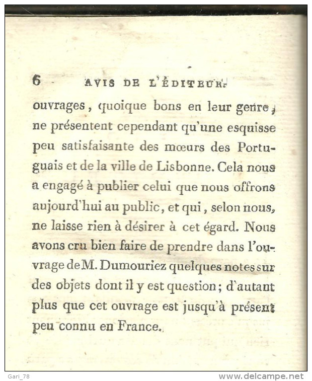 Livre de 1798 - VOYAGE EN PORTUGAL et particulierement LISBONNE en 1796