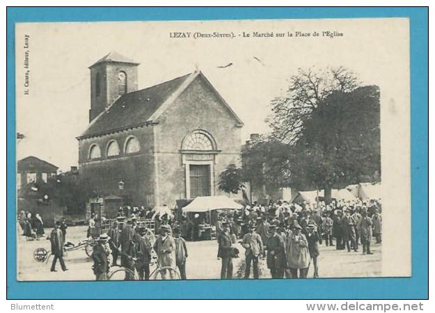 CPA - Métier Marchands Ambulants Marché Place De L'Eglise LEZAY 79 - Sonstige & Ohne Zuordnung