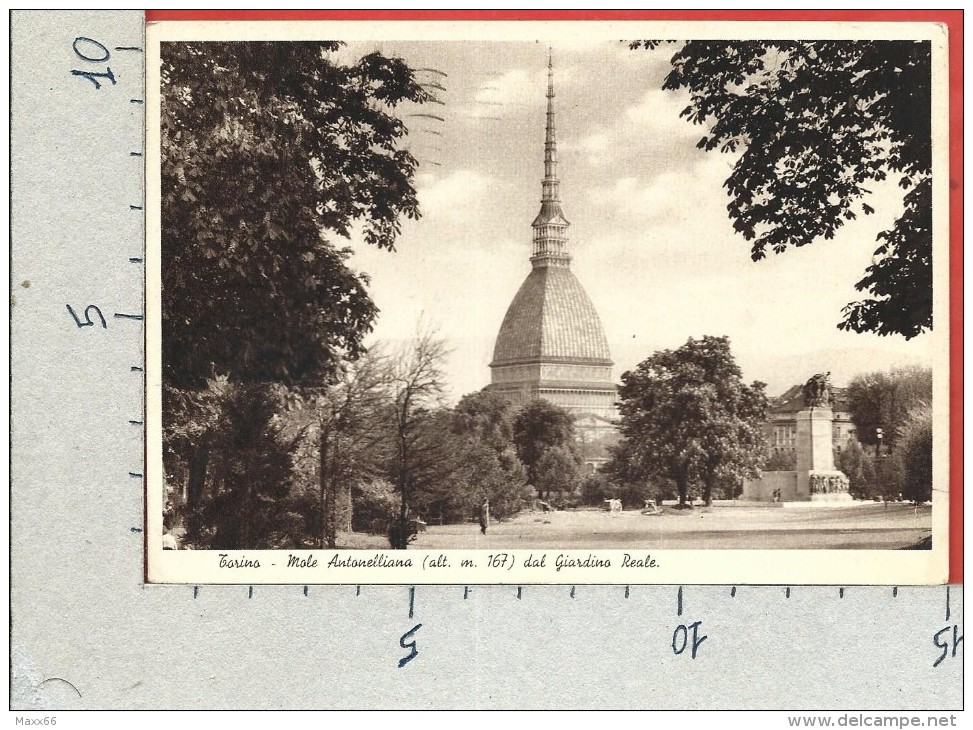 CARTOLINA VG ITALIA - TORINO - Mole Antonelliana Dal Giardino Reale - 10 X 15 - ANN. 1939 - Mole Antonelliana