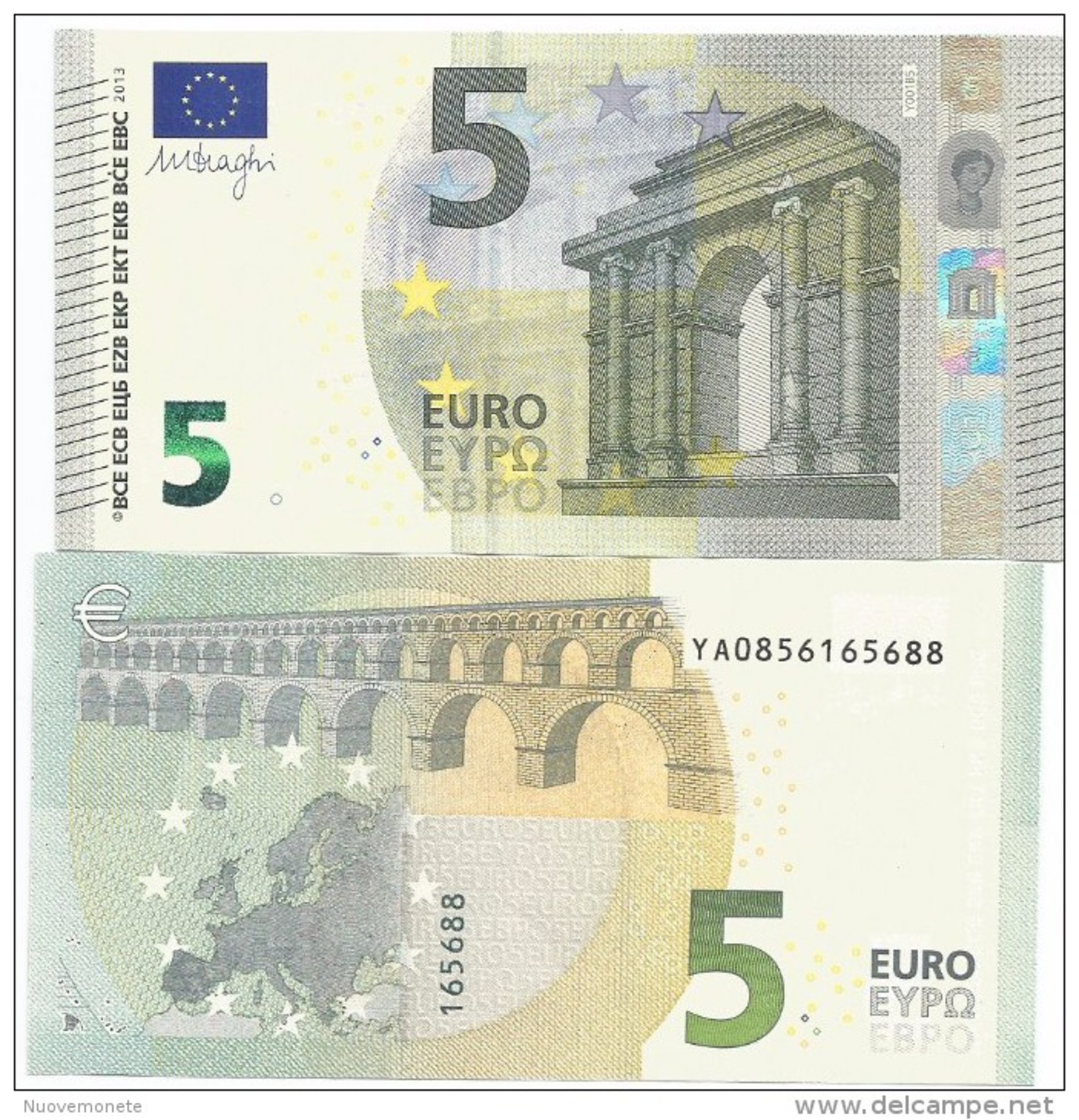 5 EURO DRAGHI  YA GRECIA Y001... UNC RARA - 5 Euro