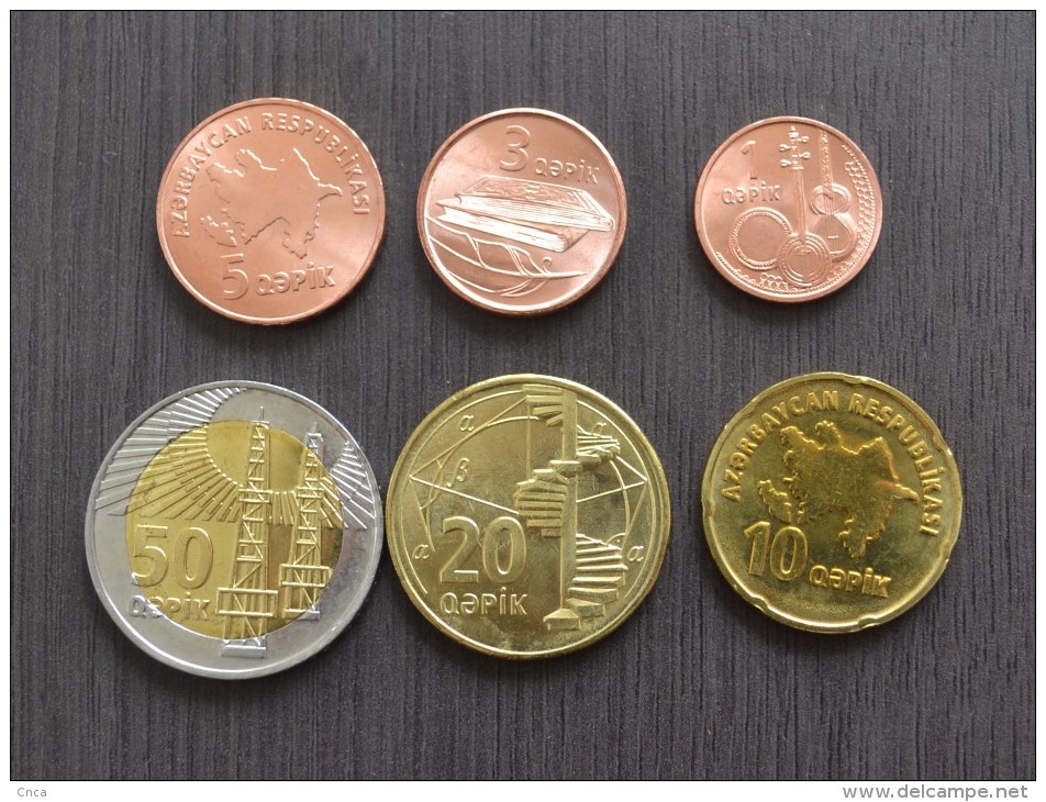 Azerbaijan 1+3+5+10+20+50 Qəpik Set 6 Coins UNC CURRENCY - Azerbaïdjan