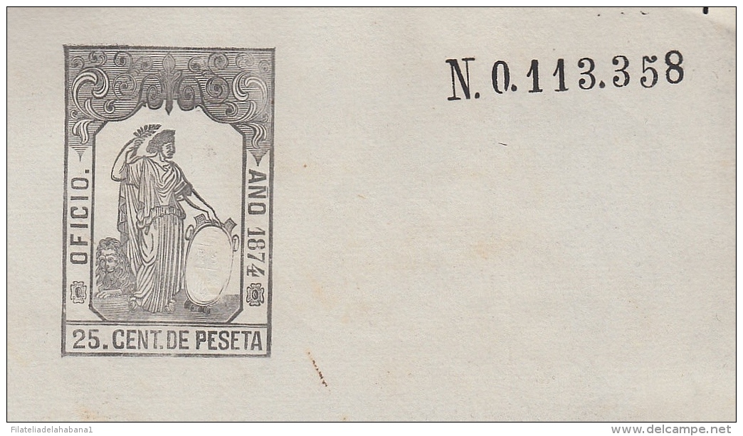 1874-PS-15 CUBA ESPAÑA SPAIN. 1874. ALFONSO XII REVENUE SEALLED PAPER. OFICIO - Strafport