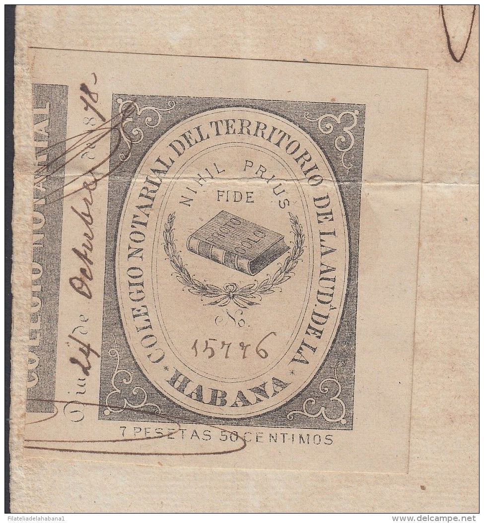 1878-PS-10 CUBA ESPAÑA SPAIN. 1878. ALFONSO XII REVENUE SEALLED PAPER. SELLO 8+ SELLO DE ABOGADOS. - Strafport