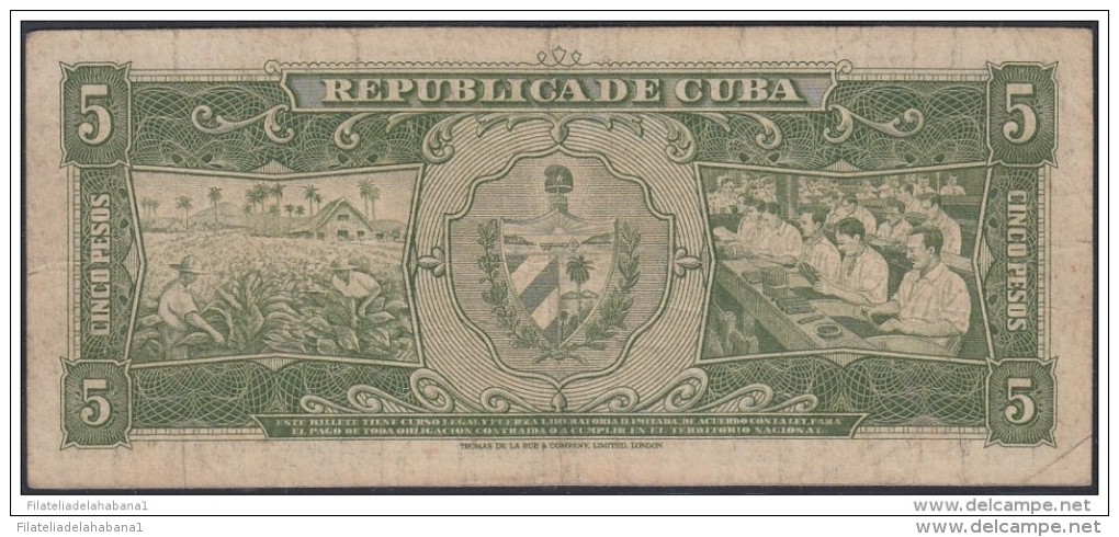 1958-BK-151  CUBA 1958. *REEMPLAZO REPLACEMENT. 5$ MAXIMO GOMEZ. - Cuba