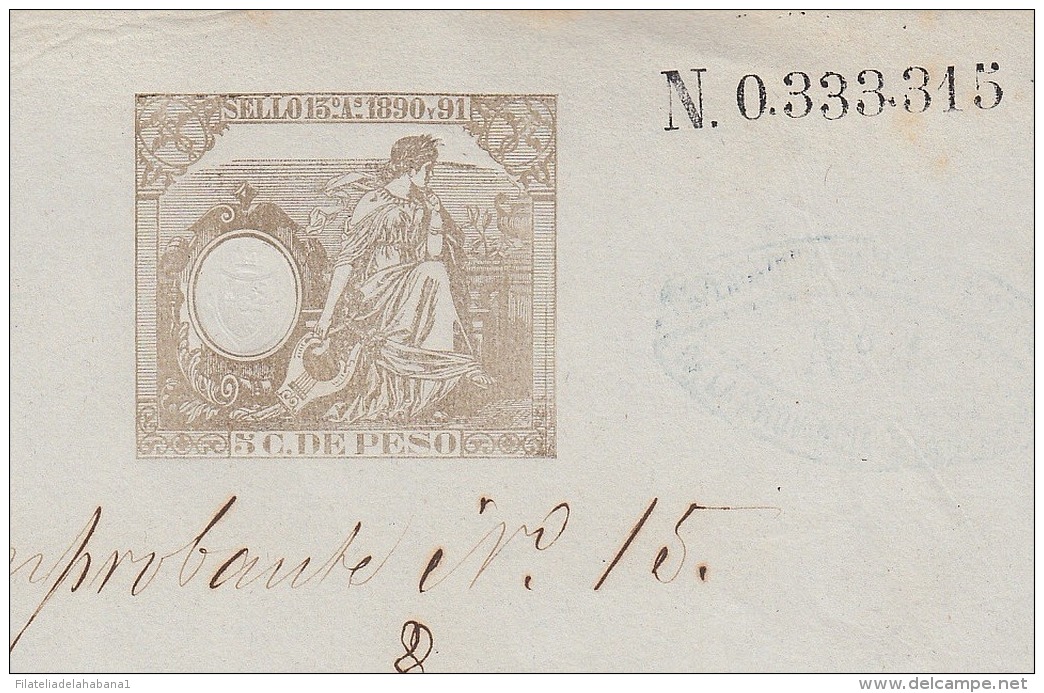 1890-PS-6 CUBA ESPAÑA SPAIN. 1890. ALFONSO XIII REVENUE SEALLED PAPER. SELLO 13. - Strafport