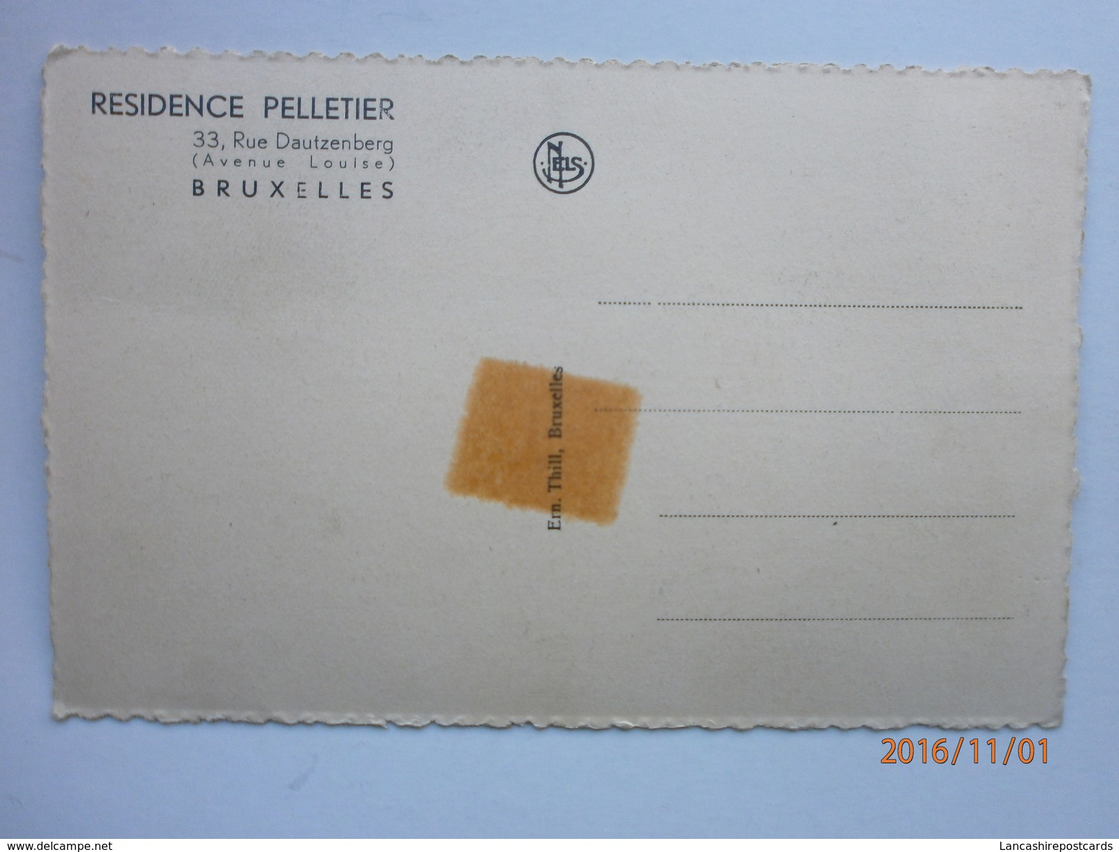 Postcard Residence Pelletier 33 Rue Dautzenberg Avenue Louise Bruxelles My Ref B1147 - Cafés, Hotels, Restaurants