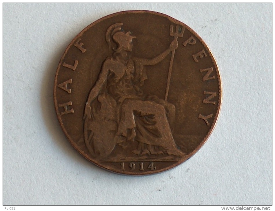 UK 1/2 PENNY 1914 HALF GRANDE BRETAGNE - C. 1/2 Penny
