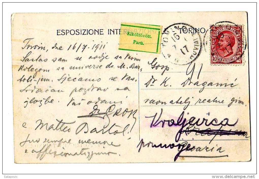 TORINO - ESPOSIZIONE 1911 PADIGLIONE DELLA SERBIA  Elköltözött Parti    STR1/230 - Expositions