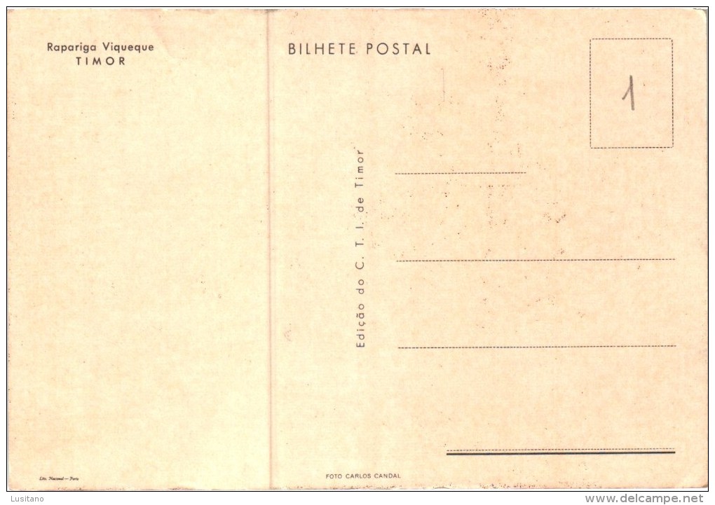EAST TIMOR Ex Portuguese Colony - Rapariga De Viqueque - Native Woman - Femme Native - Portugal Colonial  ( 2 Scans) - Osttimor