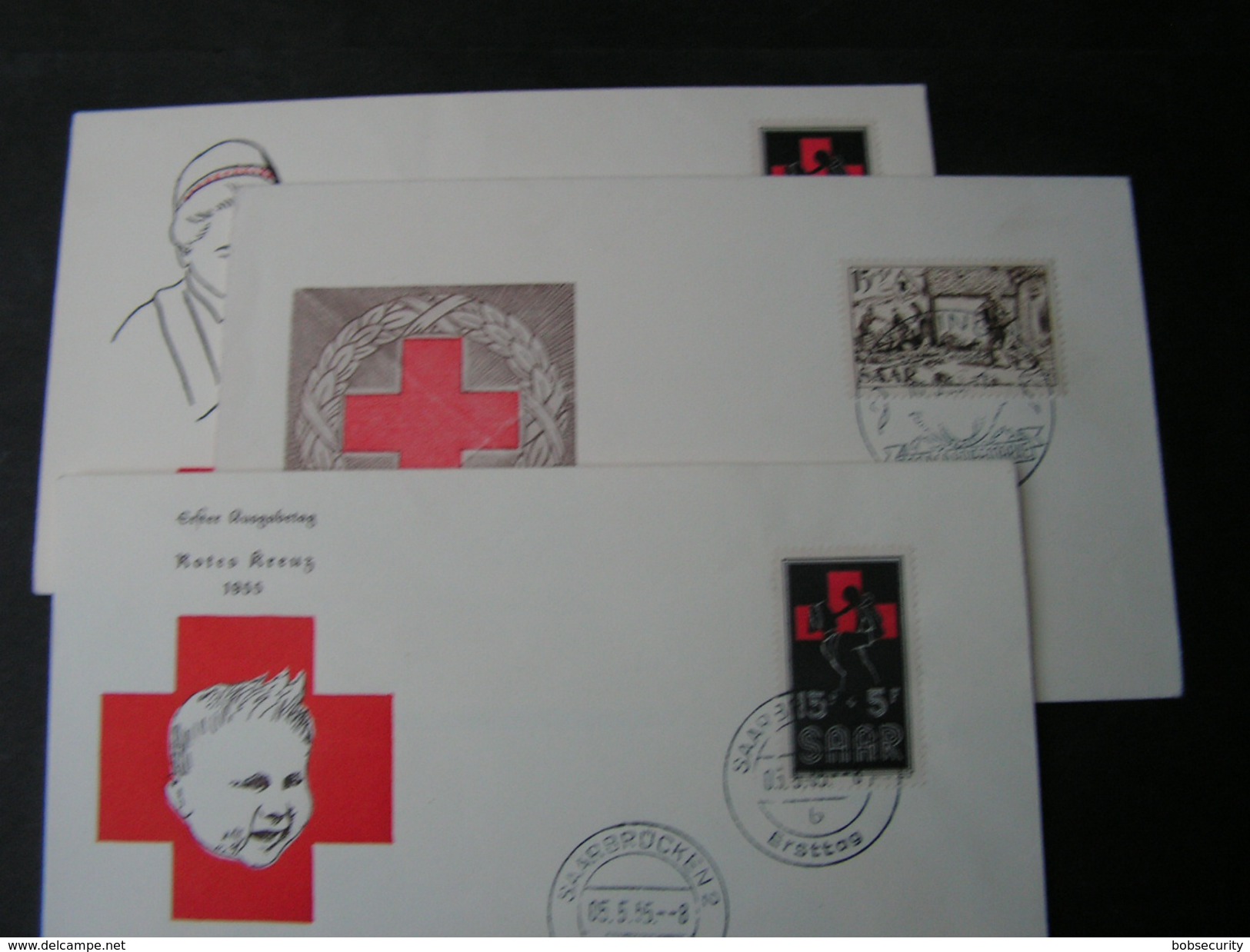 Saar 1955  3  Briefe Red Cross Rotes Kreuz - Briefe U. Dokumente