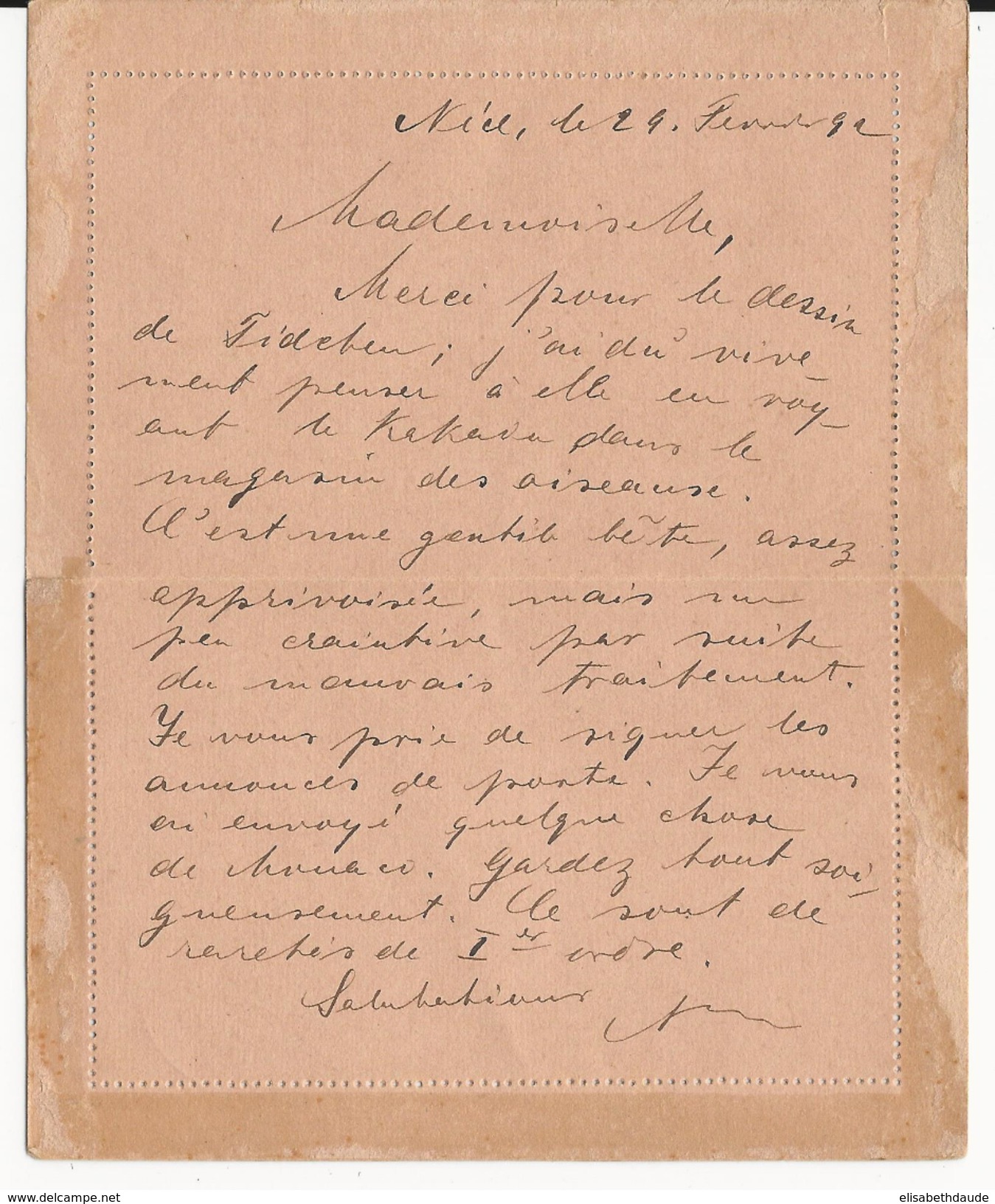 MONACO - 1892 - CARTE-LETTRE ENTIER De MONTE-CARLO Pour La RUSSIE Avec REACHEMINEMENT - DESTINATION RARE ! - Postwaardestukken