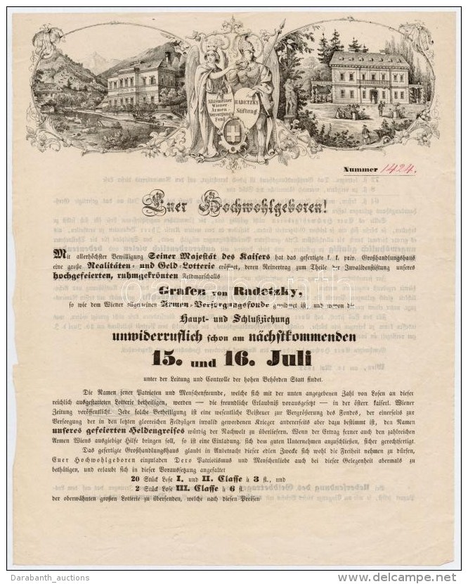 Ausztria / Bécs 1852. Radetzky Gróf 'Tárgy és... - Sin Clasificación